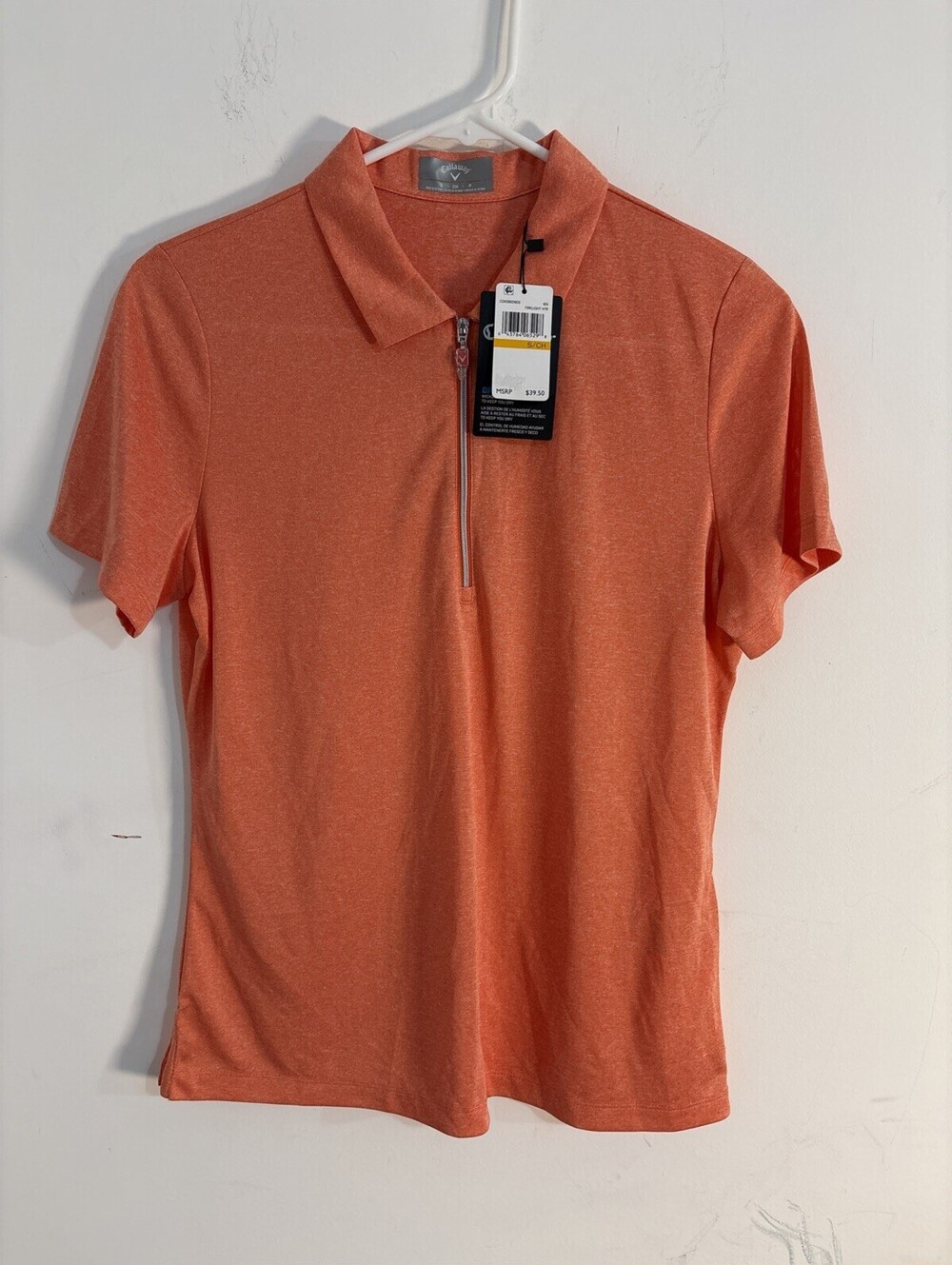 Callaway Opti-Dri Quarter Zip Polo Heather Golf Shirt Firelight Heather NWT S